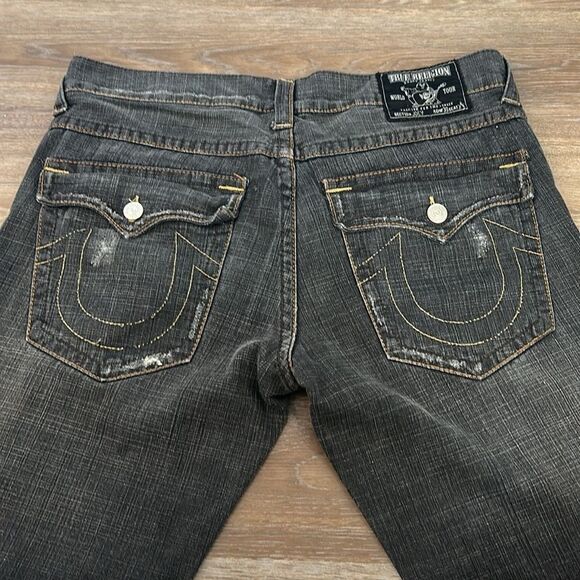 True Religion Men's Black Joey Distressed Straight Jeans Sz 36 - Picture 6 of 11
